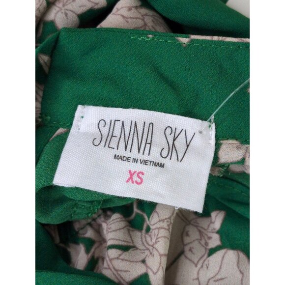 Sienna Sky Blouse Womens XS Green Floral Cottagecore Feminine Flirty - Picture 7 of 10